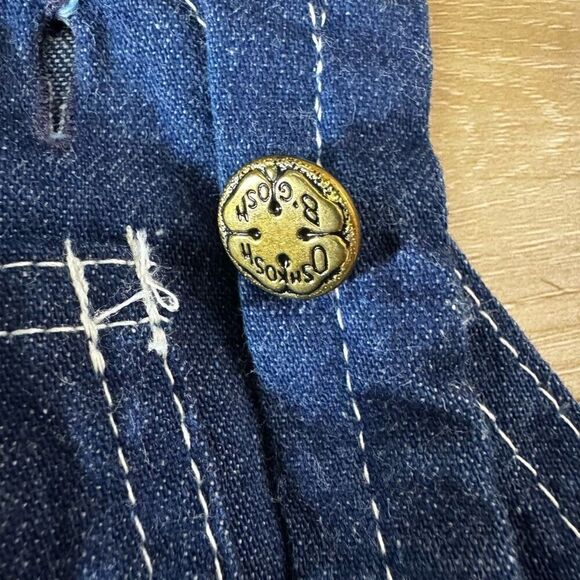 Vintage OshKosh B'Gosh Baby 6/9 Months Footie Denim Overalls Dark Blue Jean - Picture 3 of 8